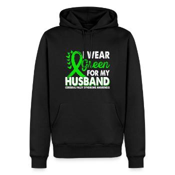 Portez du vert pour la conscience du mari - Sweat à capuche Premium bio Homme - noir - Devant - Nico (187cm)