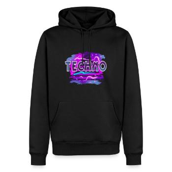 Techno - Männer Premium Bio Hoodie - Schwarz - Vorne - Nico (187cm)