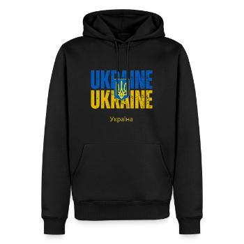 Ukrainische Flagge, Ukrainischer Stolz - Männer Premium Bio Hoodie - Schwarz - Vorne - Nico (187cm)
