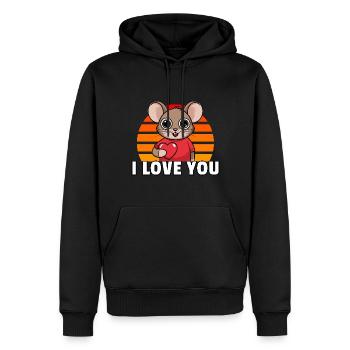 I Love You - Vintage Sunset Maus - Männer Premium Bio Hoodie - Schwarz - Vorne - Nico (187cm)