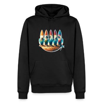 Surfeurs - Sweat à capuche Premium bio Homme - noir - Devant - Nico (187cm)