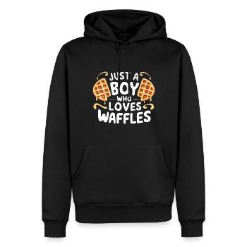 Just A Boy Who Loves Waffles - Männer Premium Bio Hoodie - Schwarz - Vorne - Nico (187cm)