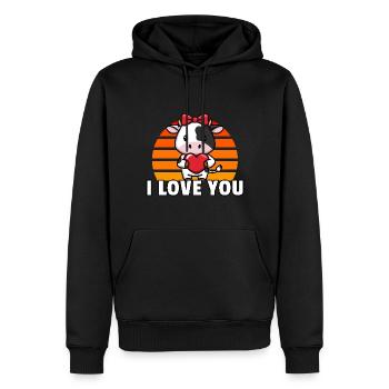 I Love You - Vintage Sunset Cow - Men’s Premium Organic Hoodie - black - Front - Nico (187cm)
