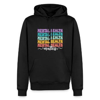mental health matters - Men’s Premium Organic Hoodie - black - Front - Nico (187cm)