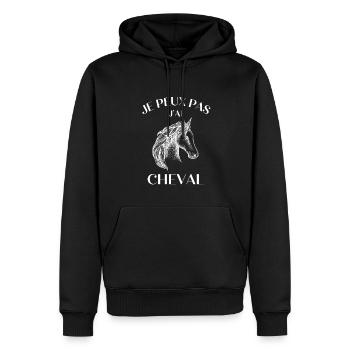 JE PEUX PAS J´AI CHEVAL - Sweat à capuche Premium bio Homme - noir - Devant - Nico (187cm)