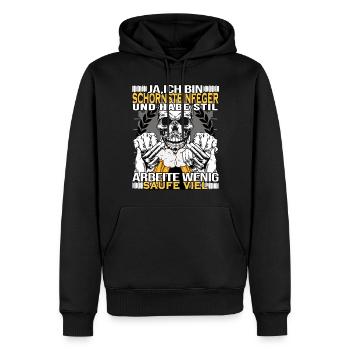 schornsteinfeger arbeitet wenig trinkt viel - Männer Premium Bio Hoodie - Schwarz - Vorne - Nico (187cm)