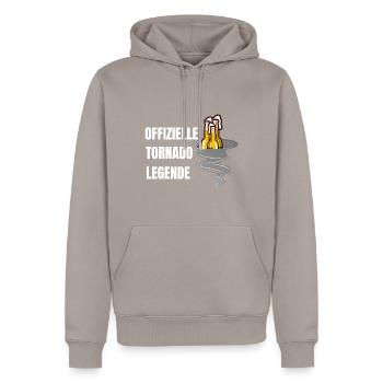 Entzünde den Tornado - Tornado Legende - Männer Premium Bio Hoodie - Taupe - Vorne - Nico (187cm)
