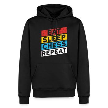 | D’ÉCHECS MANGER DORMIR CHESS RÉPÉTER - Sweat à capuche Premium bio Homme - noir - Devant - Nico (187cm)