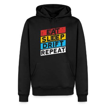 DRIFTER DRIFTING | EAT SLEEP DRIFT REPEAT - Men’s Premium Organic Hoodie - black - Front - Nico (187cm)