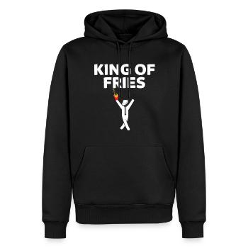Roi des frites Français - Sweat à capuche Premium bio Homme - noir - Devant - Nico (187cm)