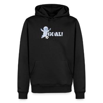Astronaute et footballeur dans l’espace - Sweat à capuche Premium bio Homme - noir - Devant - Nico (187cm)