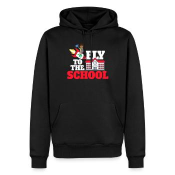 Astronaut flies me to school - Men’s Premium Organic Hoodie - black - Front - Nico (187cm)