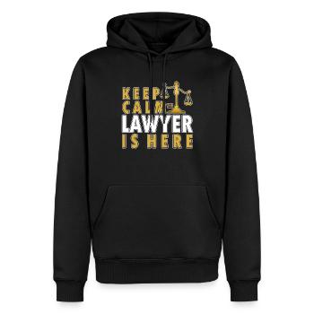 Bleib entspannt der Anwalt Lawyer ist da - Männer Premium Bio Hoodie - Schwarz - Vorne - Nico (187cm)