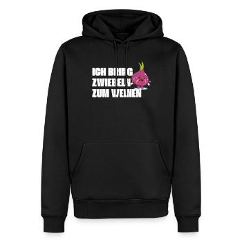 Zwiebel Spruch ich bring Zwiebeln zum weinen - Männer Premium Bio Hoodie - Schwarz - Vorne - Nico (187cm)