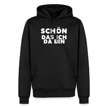 Schön das ich da bin - Männer Premium Bio Hoodie - Schwarz - Vorne - Nico (187cm)
