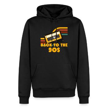Retour à la vieille école Kasette des années 90 - Sweat à capuche Premium bio Homme - noir - Devant - Nico (187cm)