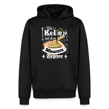 Die Kelle ist des Maurers Zepter - Männer Premium Bio Hoodie - Schwarz - Vorne - Nico (187cm)