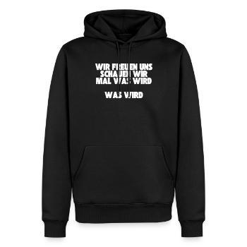 Meme Schauen wir mal was wird - Männer Premium Bio Hoodie - Schwarz - Vorne - Nico (187cm)
