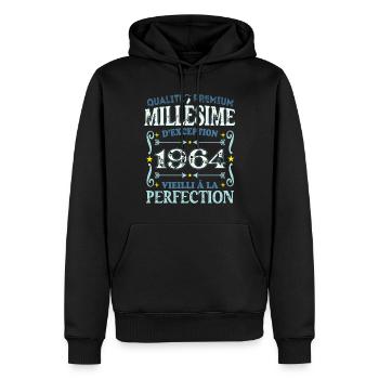 Millésime 1964 année de naissance cadeau humour - Sweat à capuche Premium bio Homme - noir - Devant - Nico (187cm)