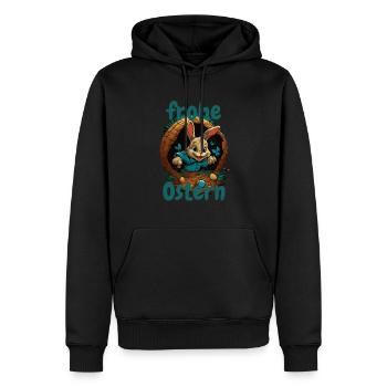 frohe Ostern Osterhase im Osterkorb Hase Easter - Männer Premium Bio Hoodie - Schwarz - Vorne - Nico (187cm)