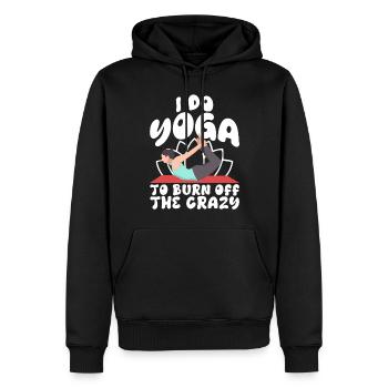 Ich mache Yoga, um die Verrückten zu verbrennen - Männer Premium Bio Hoodie - Schwarz - Vorne - Nico (187cm)
