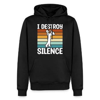 Saxophone drôle - Sweat à capuche Premium bio Homme - noir - Devant - Nico (187cm)