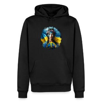 I Love Ukraine Peace Logo Frieden Flagge mit Frau - Männer Premium Bio Hoodie - Schwarz - Vorne - Nico (187cm)