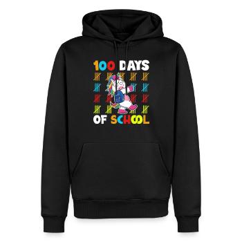 100 Days School Beginners Unicorn Satchel - Men’s Premium Organic Hoodie - black - Front - Nico (187cm)
