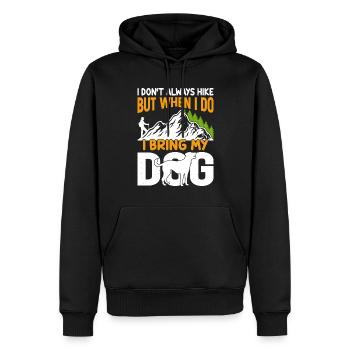 Ich wandere nicht oft aber wenn mit meinem Hund - Männer Premium Bio Hoodie - Schwarz - Vorne - Nico (187cm)