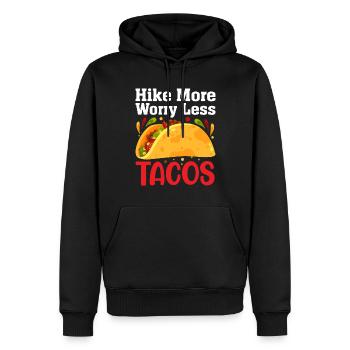Randonnée Plus Manger Taco Randonnée Camping En plein air - Sweat à capuche Premium bio Homme - noir - Devant - Nico (187cm)