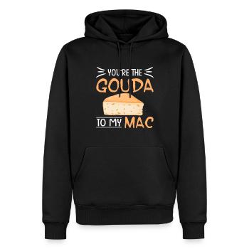 Gouda fromage obsession dépendance au fromage Goudaliebe - Sweat à capuche Premium bio Homme - noir - Devant - Nico (187cm)