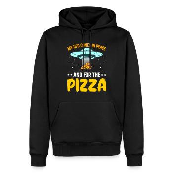 My Ufo Cores in Peace Pizza Außerirdisch - Männer Premium Bio Hoodie - Schwarz - Vorne - Nico (187cm)