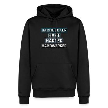 Dachdecker T-Shirt - Männer Premium Bio Hoodie - Schwarz - Vorne - Nico (187cm)