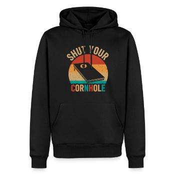 Tenez votre jeu de plateau de trou de maïs jeu de lancer - Sweat à capuche Premium bio Homme - noir - Devant - Nico (187cm)