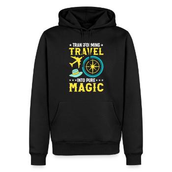 Transformiere Reisen in pure Magie Kompass Welt - Männer Premium Bio Hoodie - Schwarz - Vorne - Nico (187cm)