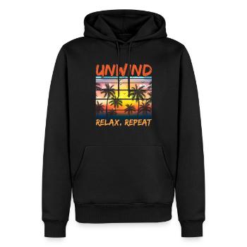 Beach Paradise Abschalten Entspannen wiederholen - Männer Premium Bio Hoodie - Schwarz - Vorne - Nico (187cm)