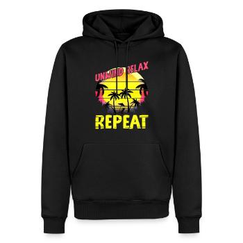 Beach Paradise Abschalten Entspannen wiederholen - Männer Premium Bio Hoodie - Schwarz - Vorne - Nico (187cm)