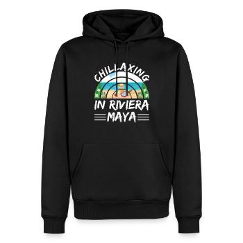 Tropical Vibes Relax in Maya Mexico Chilling - Men’s Premium Organic Hoodie - black - Front - Nico (187cm)