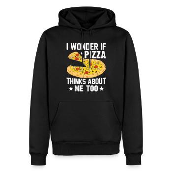 Pizza Just think of cheese pizza pizza slice - Men’s Premium Organic Hoodie - black - Front - Nico (187cm)