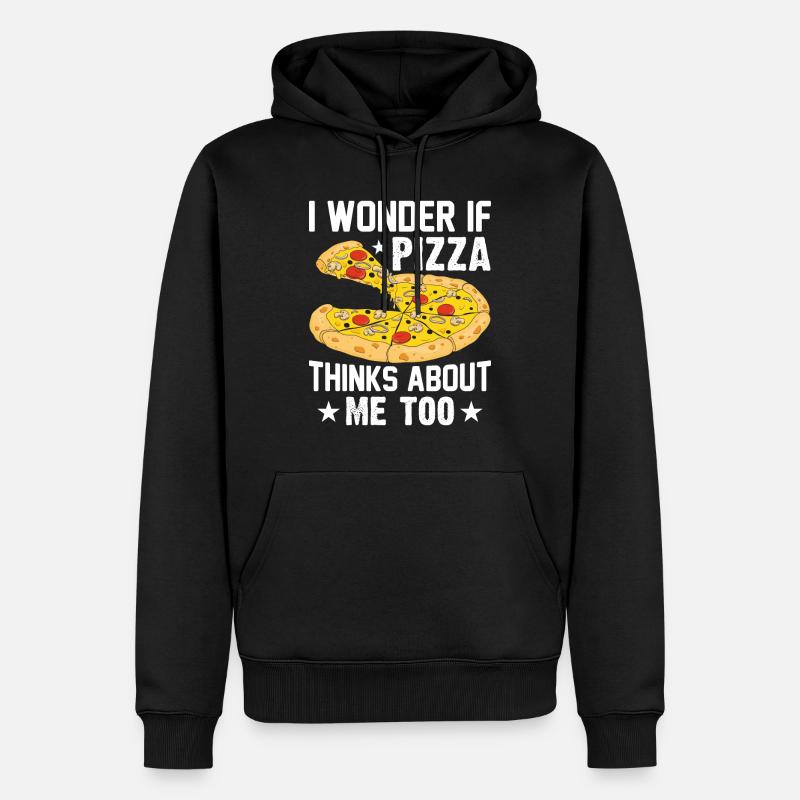 Pizza Il suffit de penser à la tranche de pizza au fromage - Sweat à capuche Premium bio Homme - noir