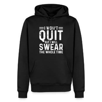 Ambition, I don't give up, I curse - Men’s Premium Organic Hoodie - black - Front - Nico (187cm)