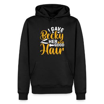 Dicton de coiffure pour les maîtres coiffeurs et coiffeurs - Sweat à capuche Premium bio Homme - noir - Devant - Nico (187cm)