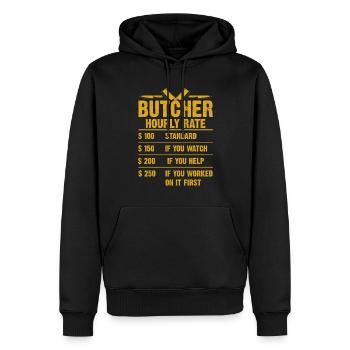 Metzger Stundensatz Metzgerei Verdienst - Männer Premium Bio Hoodie - Schwarz - Vorne - Nico (187cm)