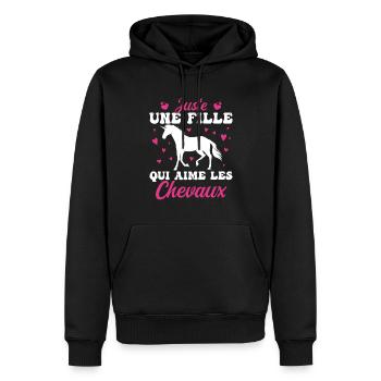 Juste Une Fille Qui Aime Les Cheveux ! - Sweat à capuche Premium bio Homme - noir - Devant - Nico (187cm)