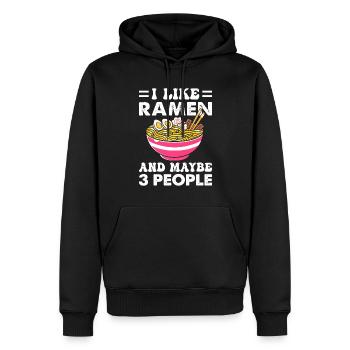 Ramen Nudeln mag ich und auch Menschen - Männer Premium Bio Hoodie - Schwarz - Vorne - Nico (187cm)