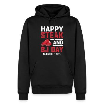 Frohen Steak und Blowjob Tag Männertraum - Männer Premium Bio Hoodie - Schwarz - Vorne - Nico (187cm)
