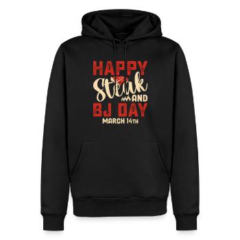 Frohen Steak und Blowjob Tag Männertraum - Männer Premium Bio Hoodie - Schwarz - Vorne - Nico (187cm)