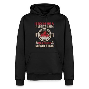 Steak Vegan Friend Grillmeister BBQ - Men’s Premium Organic Hoodie - black - Front - Nico (187cm)