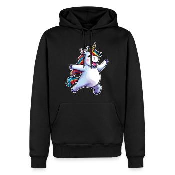 Niedliches lustiges tanzendes Einhorn - Männer Premium Bio Hoodie - Schwarz - Vorne - Nico (187cm)