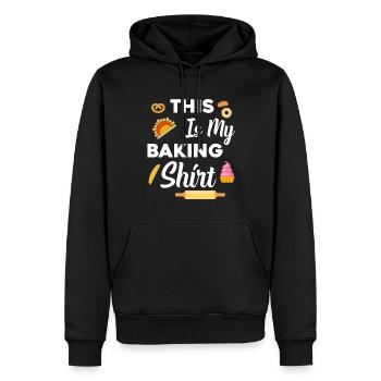 Das ist mein Back-Shirt zum Kuchen backen - Männer Premium Bio Hoodie - Schwarz - Vorne - Nico (187cm)